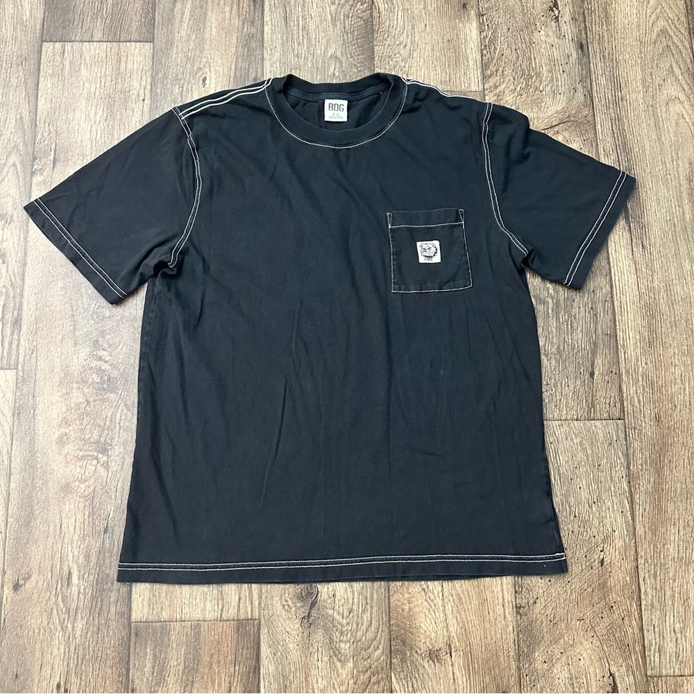 BDG urban outfitters Heavyweight Pocket T Shirt Bulldog Dog Size L Black